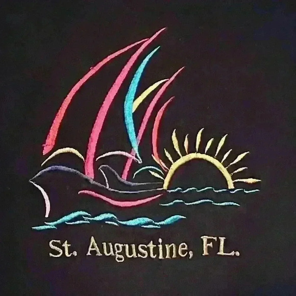 Vintage 90s St. Augustine FL Sailboat Beach Crew Neck Sweatshirt USA Adult Large - Picture 4 of 6